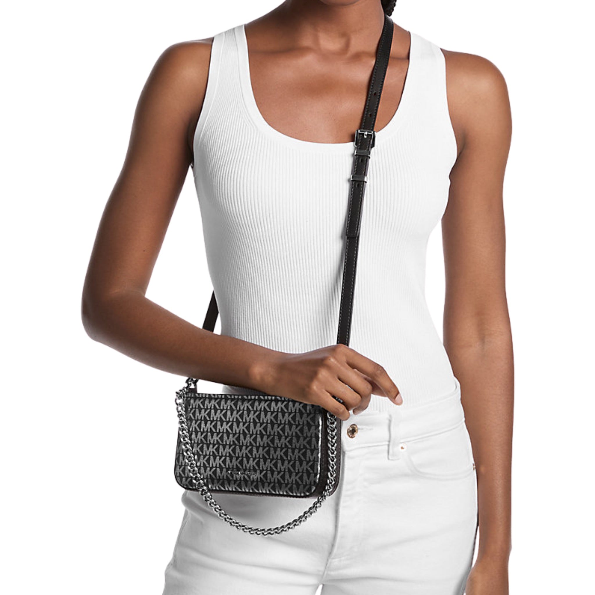 Michael Kors Bryant Small Metallic Signature Logo Convertible Pochette | Lebanon