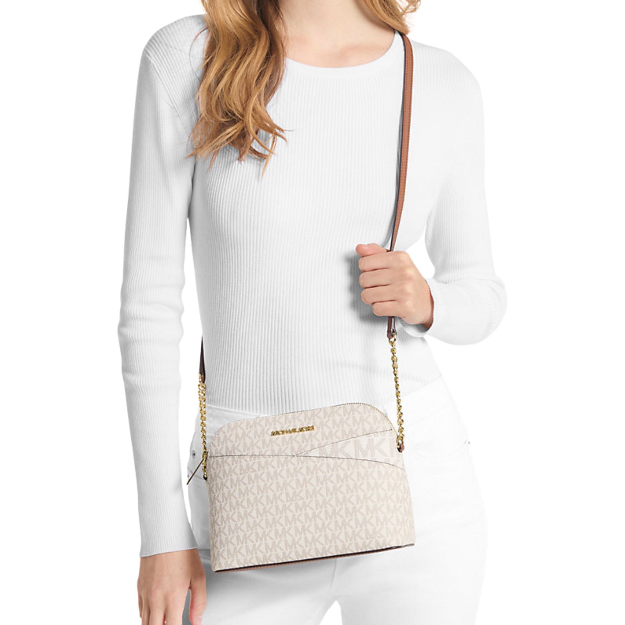 Michael Kors Jet Set Travel Medium Logo Dome Crossbody Bag