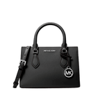 Black handbag with a visible Michael Kors on a white background